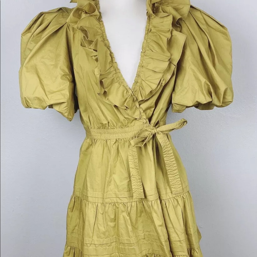 Ulla Johnson Maud Mustard Puff Sleeve Dress 8 - Picture 8 of 10